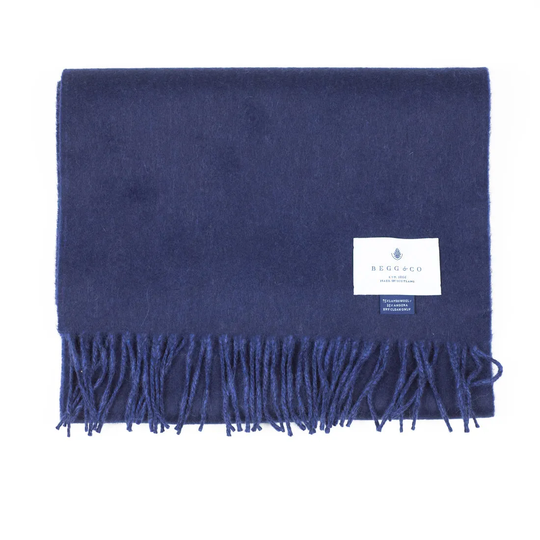 Navy & blue reversible lambswool & angora scarf