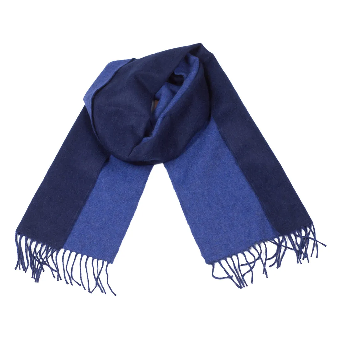 Navy & blue reversible lambswool & angora scarf