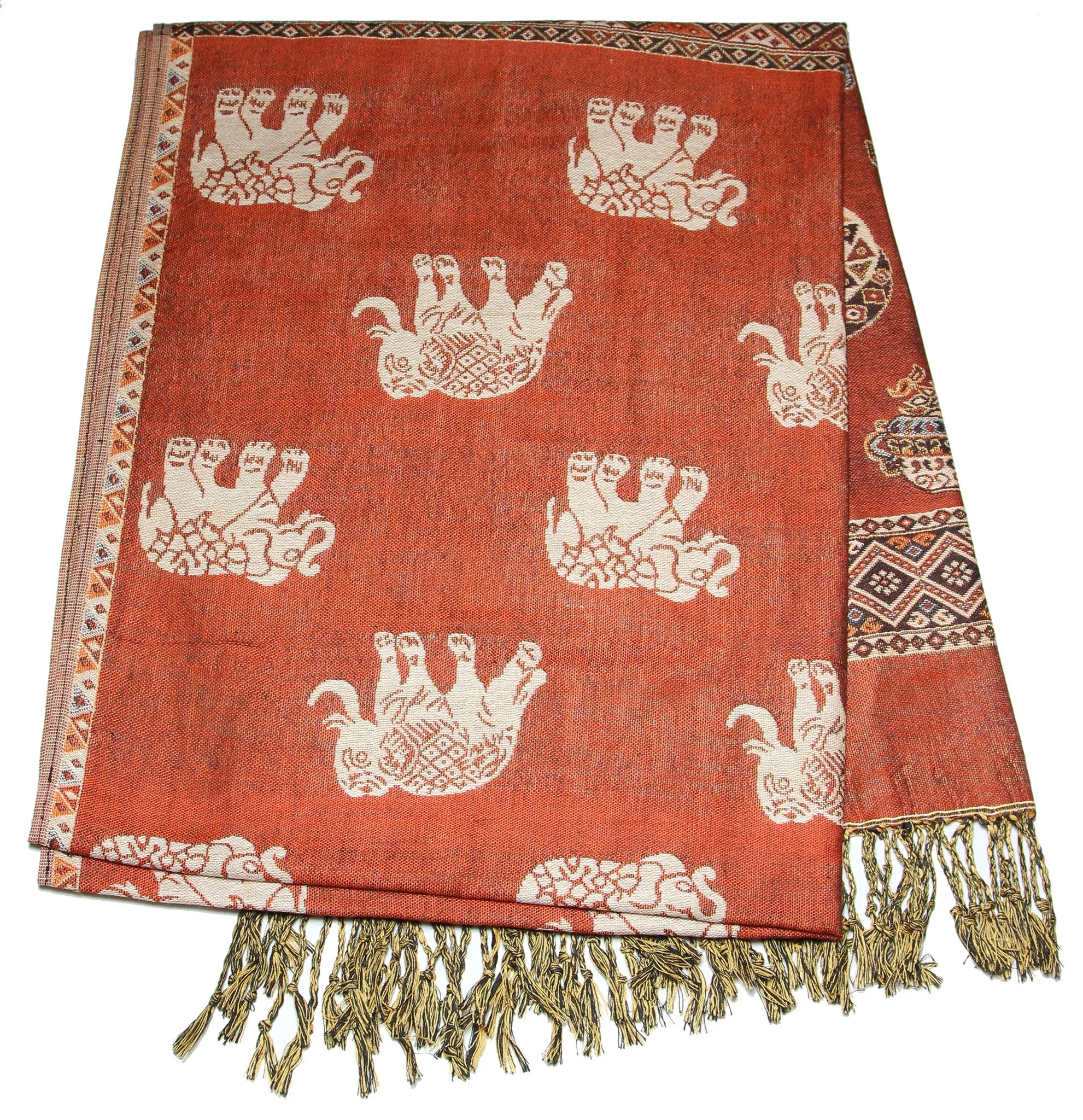 Nepal Hand Made Pashmina Shawl Scarf  Rust