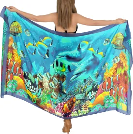 Ocean Harmony Under Water Fishes  Sheer Beach Wrap For Women