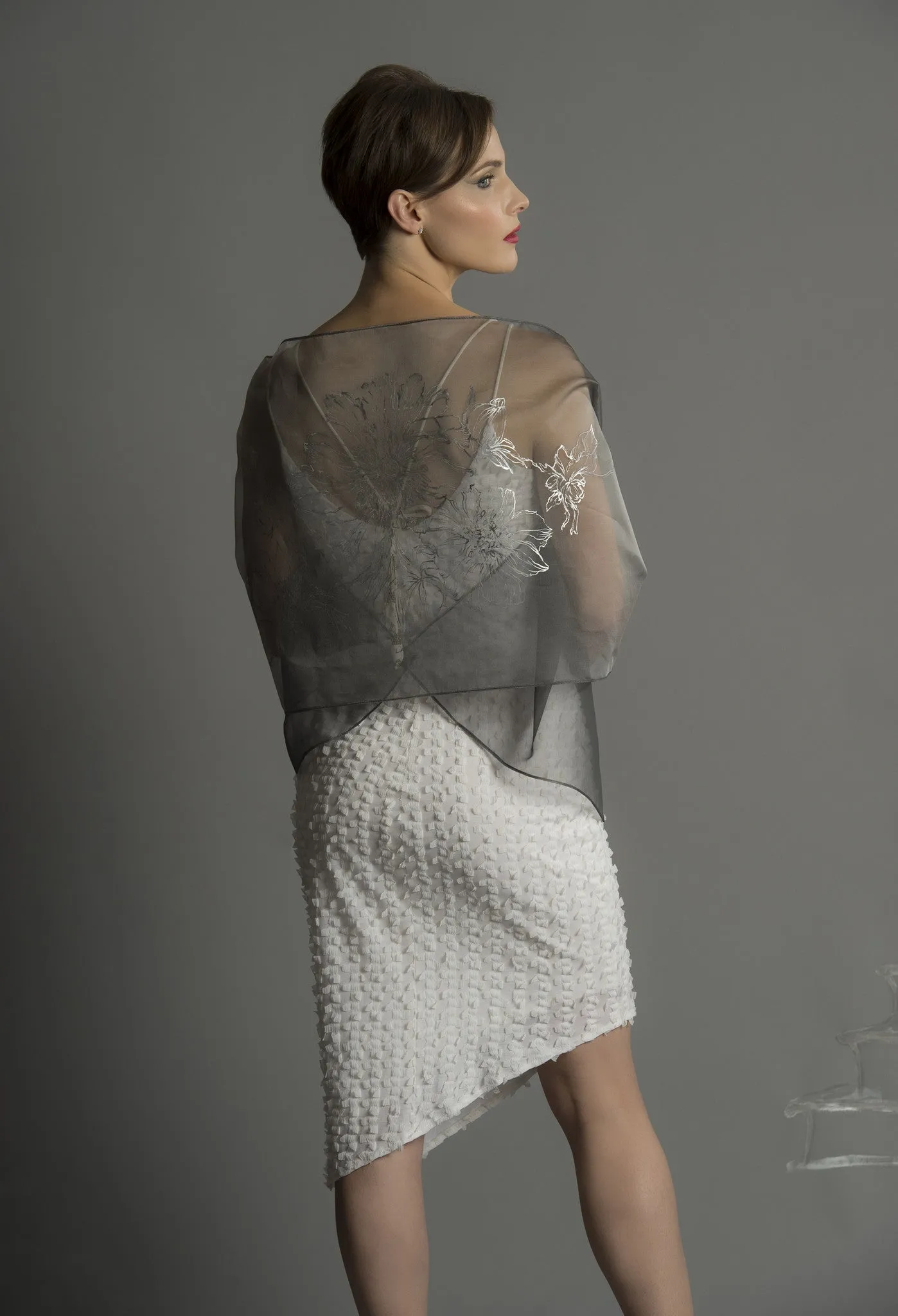 Papillon Sleeve Silk Organza Wrap