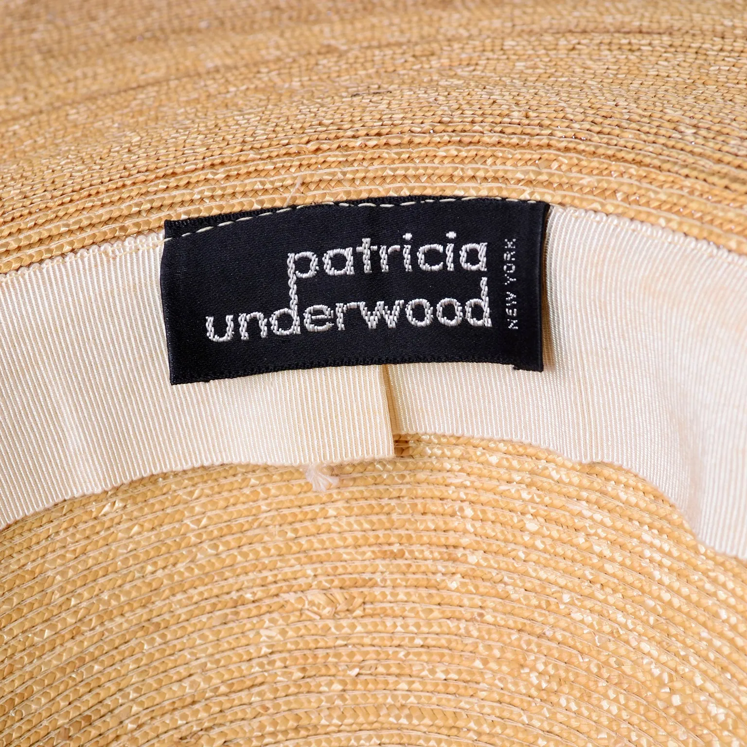 Patricia Underwood Vintage Wide Brim Woven Natural Straw Hat