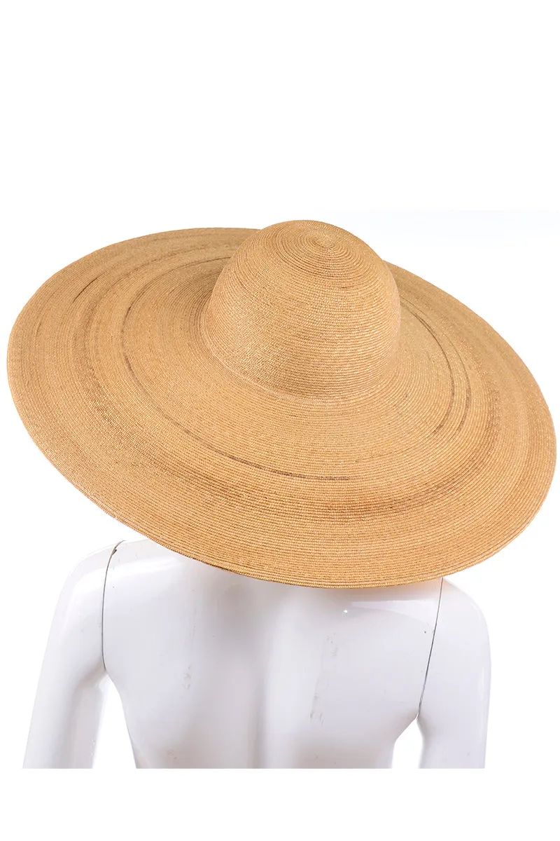 Patricia Underwood Vintage Wide Brim Woven Natural Straw Hat