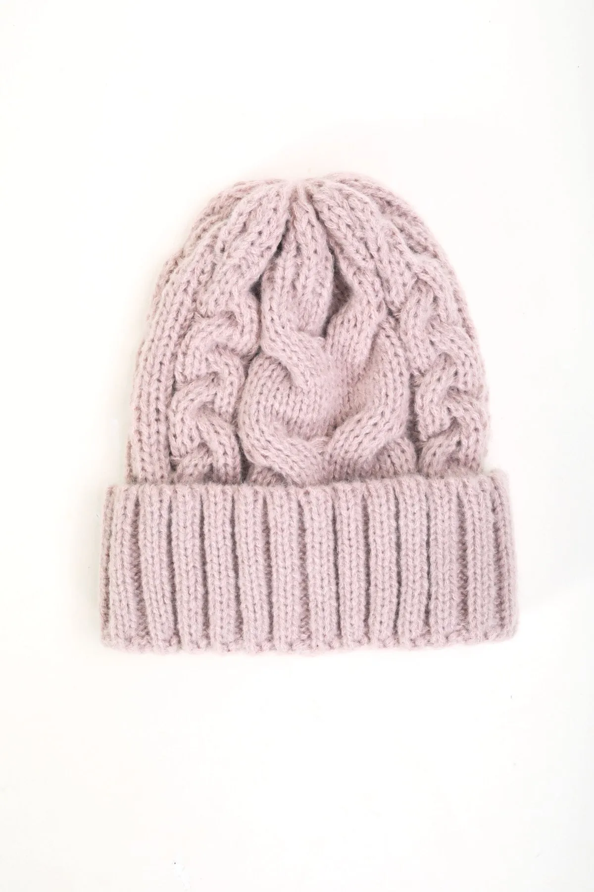 Pink Cable Knit Beanie & Glove Gift Set