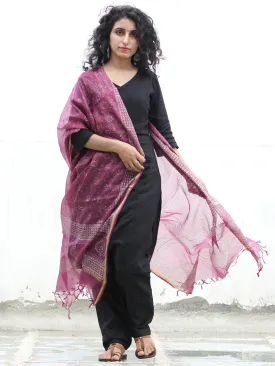 Plum Ivory  Kota Silk Hand Block Printed Dupatta - D04170438