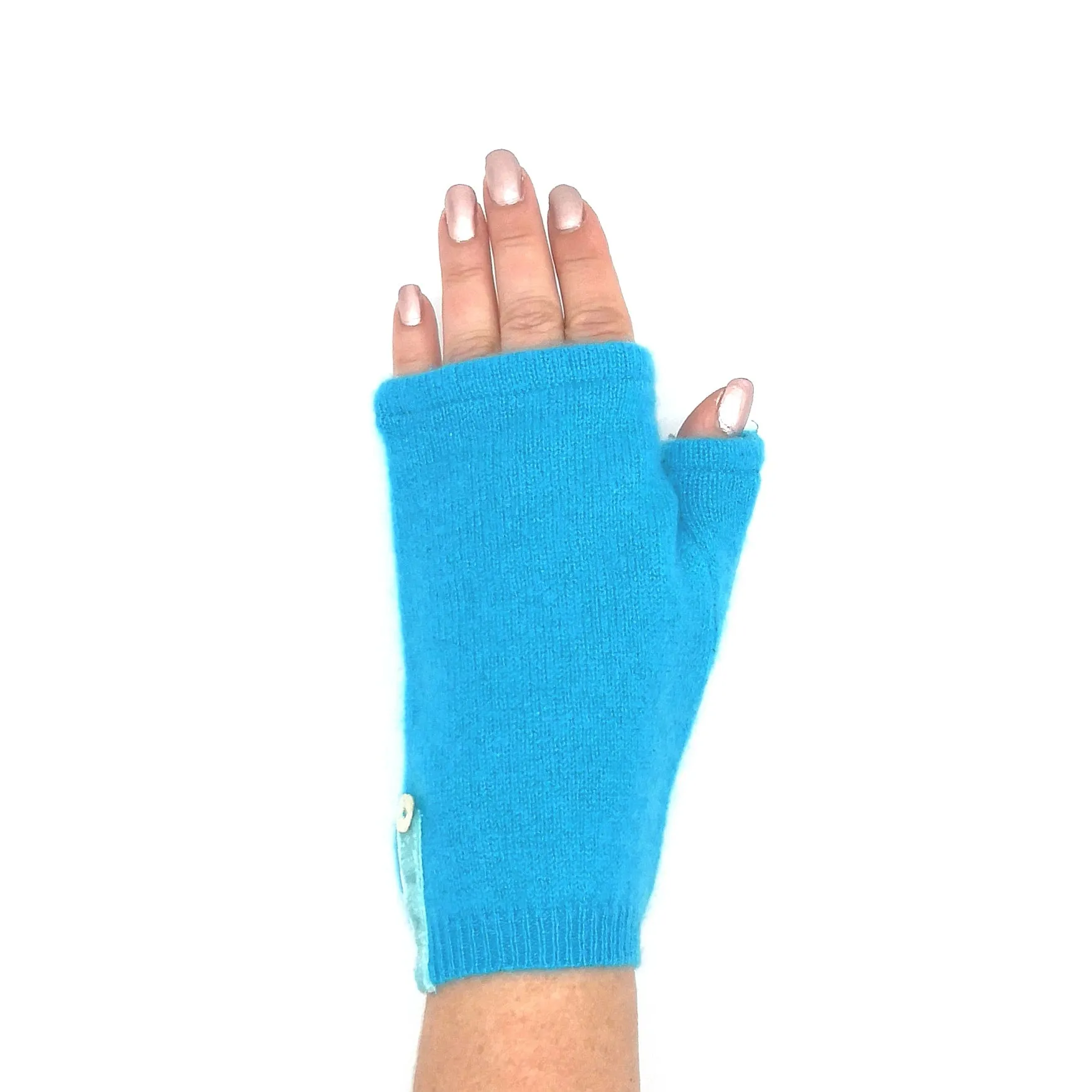 Recycled aqua cashmere Kitten Mittens, short