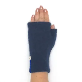 Recycled navy cashmere Kitten Mittens, short