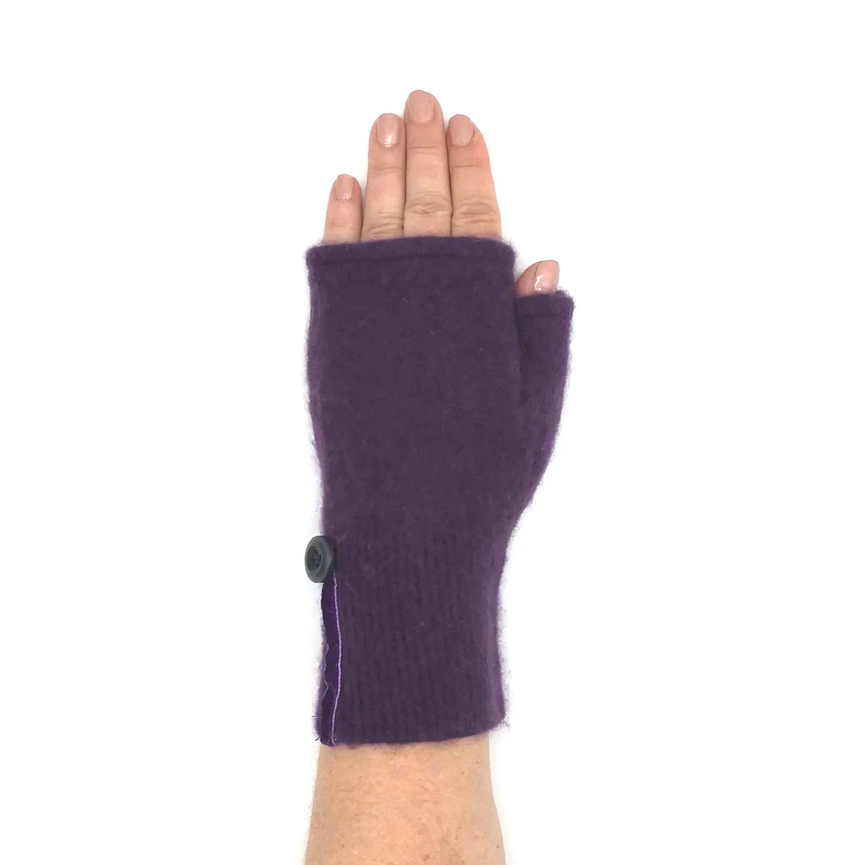 Recycled purple cashmere Kitten Mittens, short