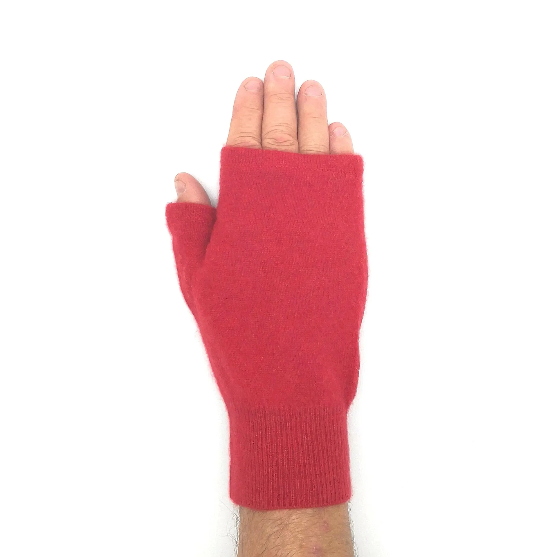 Recycled red Cashmere  Kitten Mittens men's short