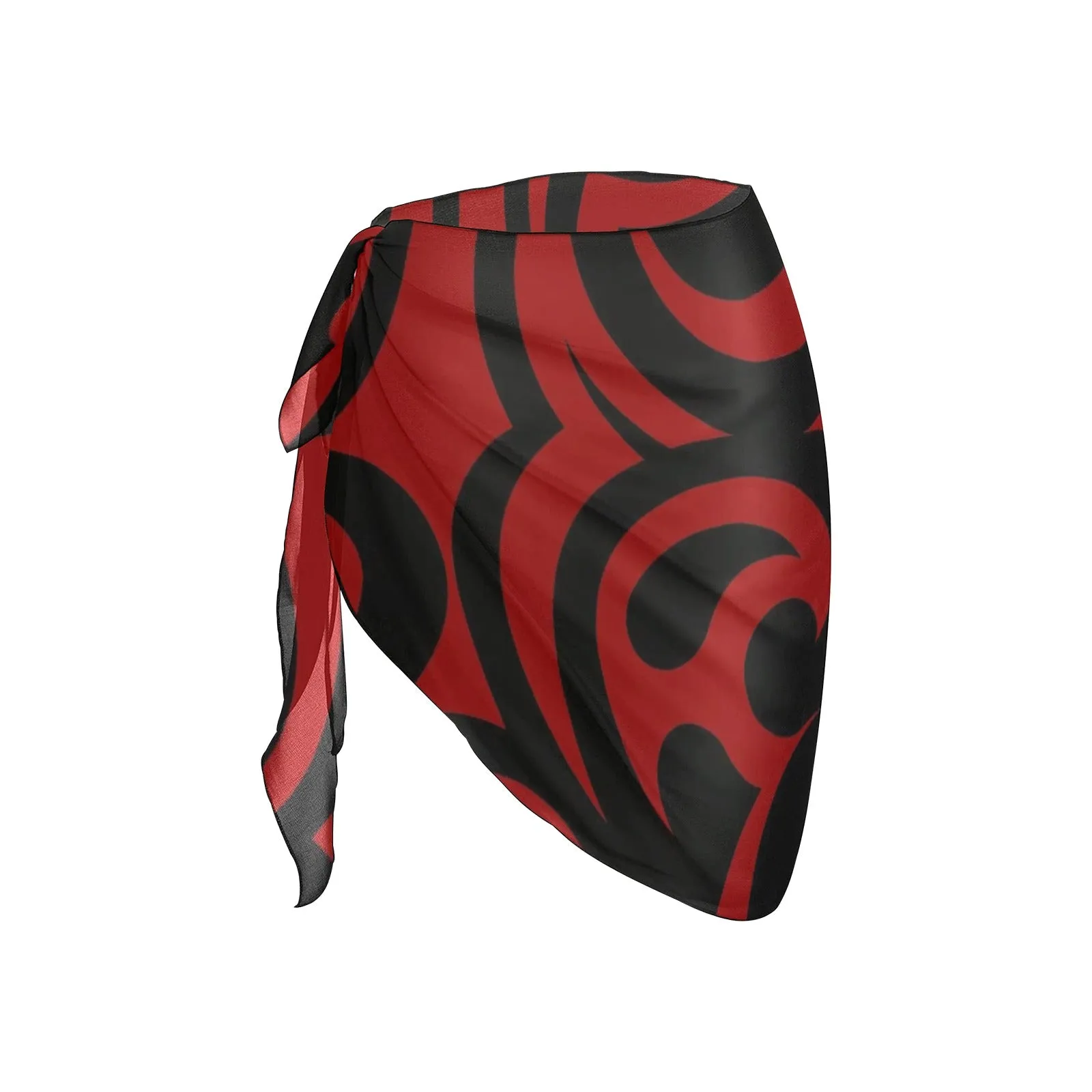 red and black scroll print Beach Sarong Wrap