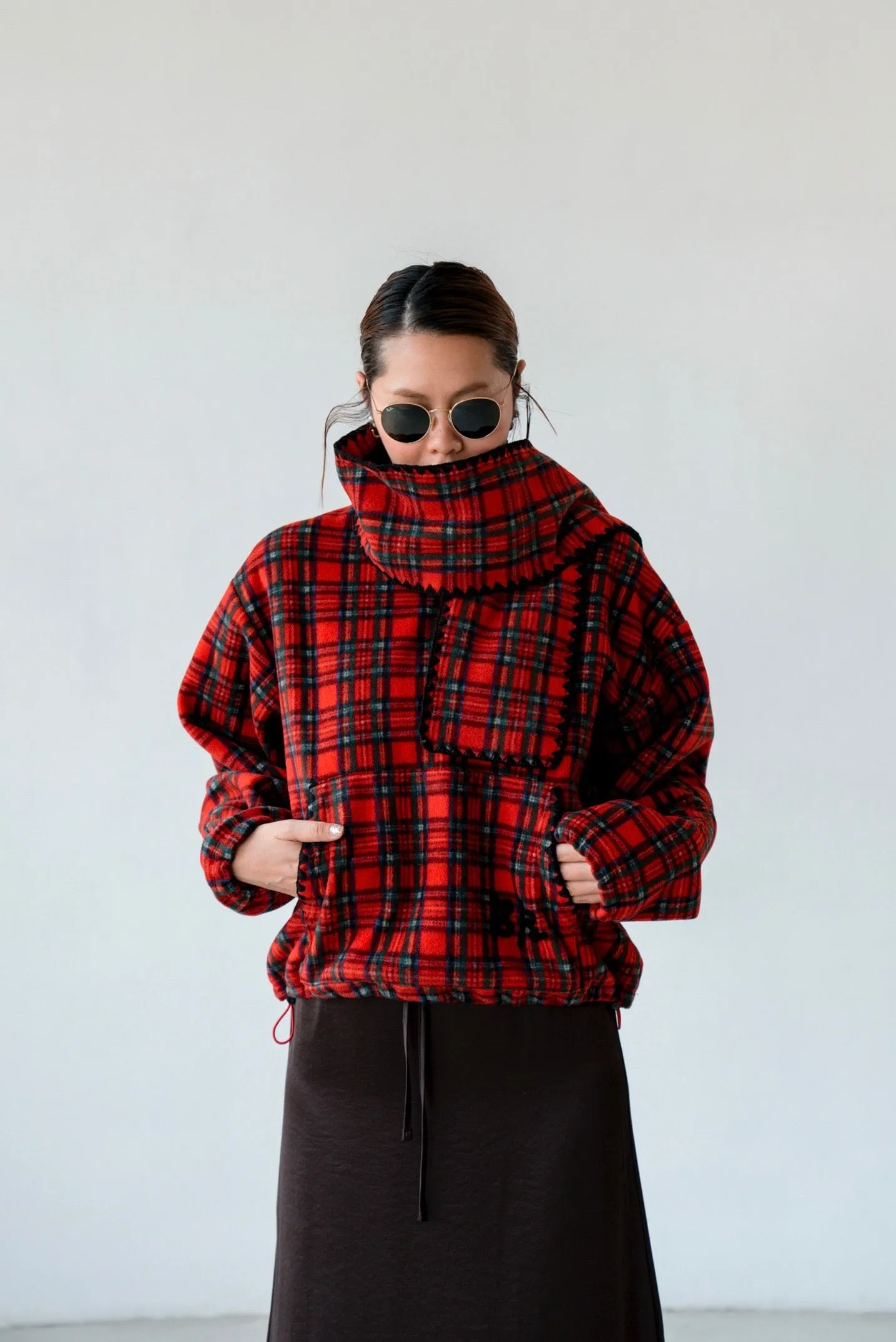 RED CHECKERED FLEECE JUMPER WITH SCARF 🌟BEST BUY🌟