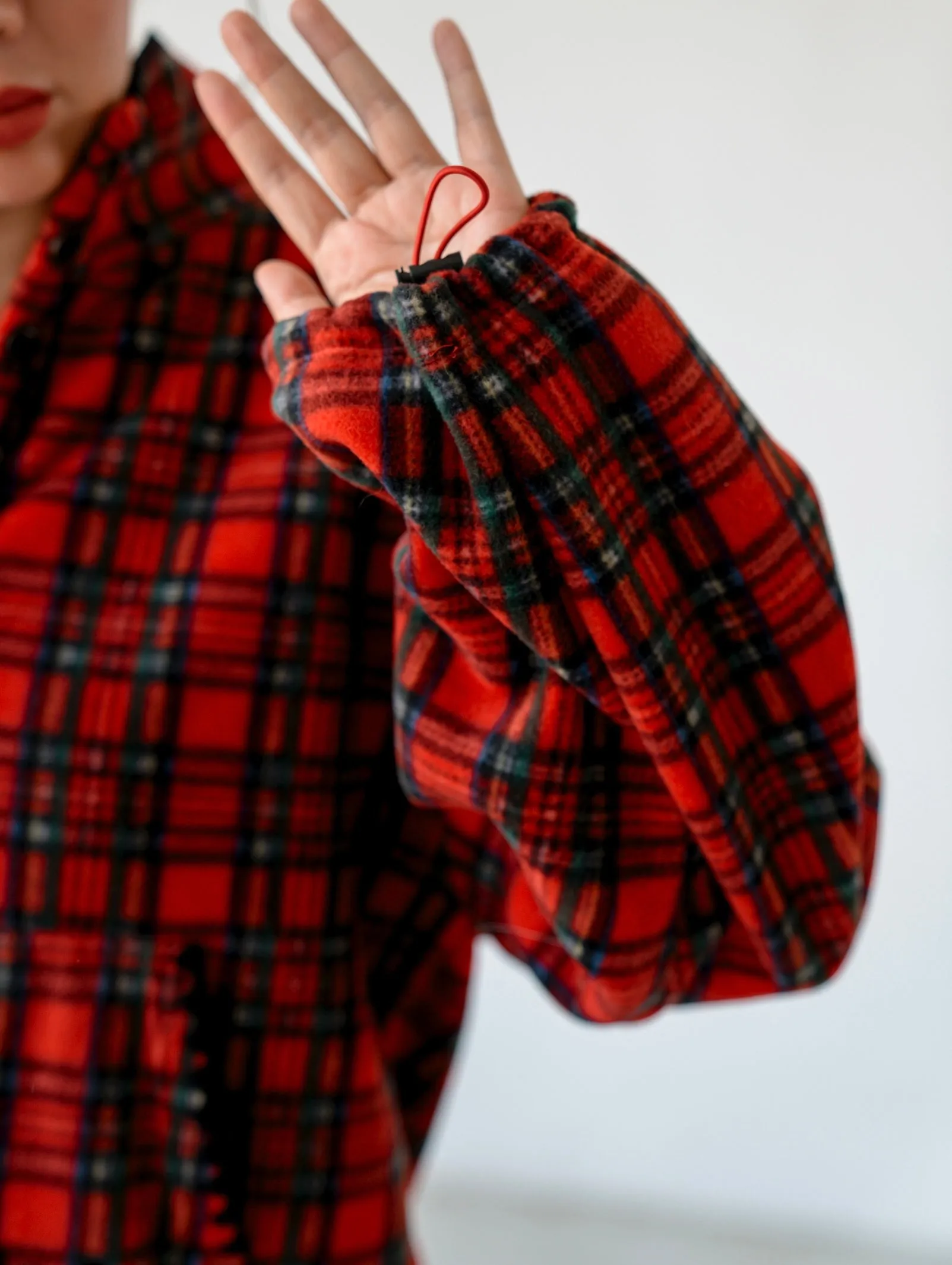 RED CHECKERED FLEECE JUMPER WITH SCARF 🌟BEST BUY🌟