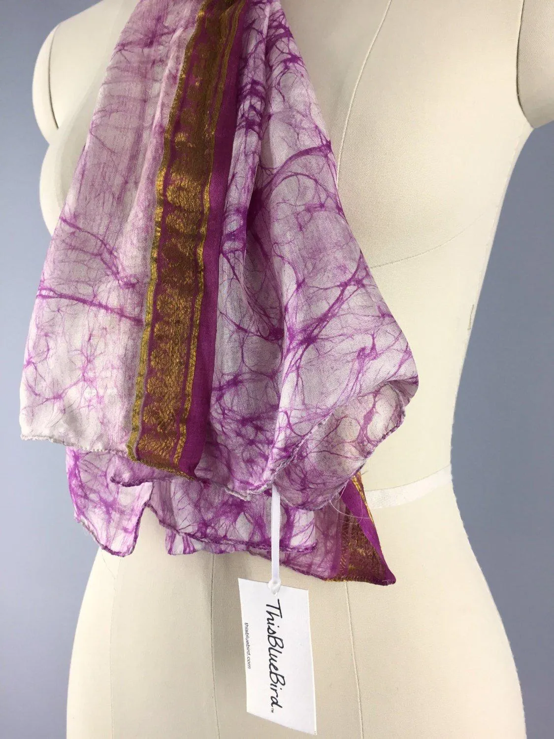 Silk Sari Scarf Shawl Wrap / Tie Dye Batik Print / 68 Inches Long