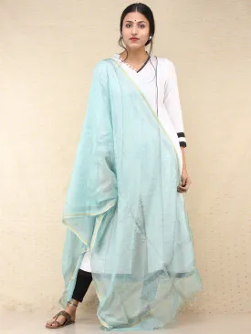 Sky Blue White Kota Silk Hand Block Printed Dupatta - D04170761