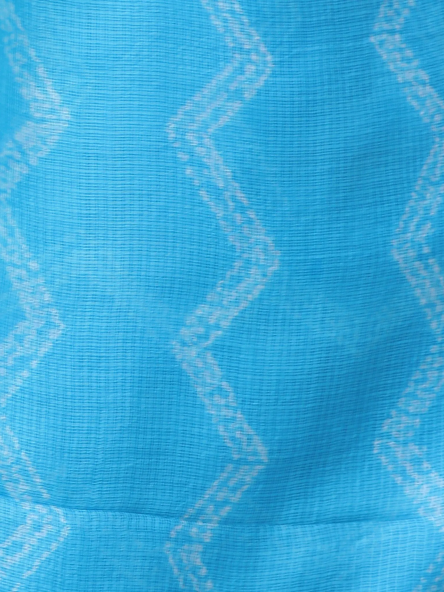 Sky Blue White Shibori Kota Silk Hand Block Printed Dupatta - D04170657