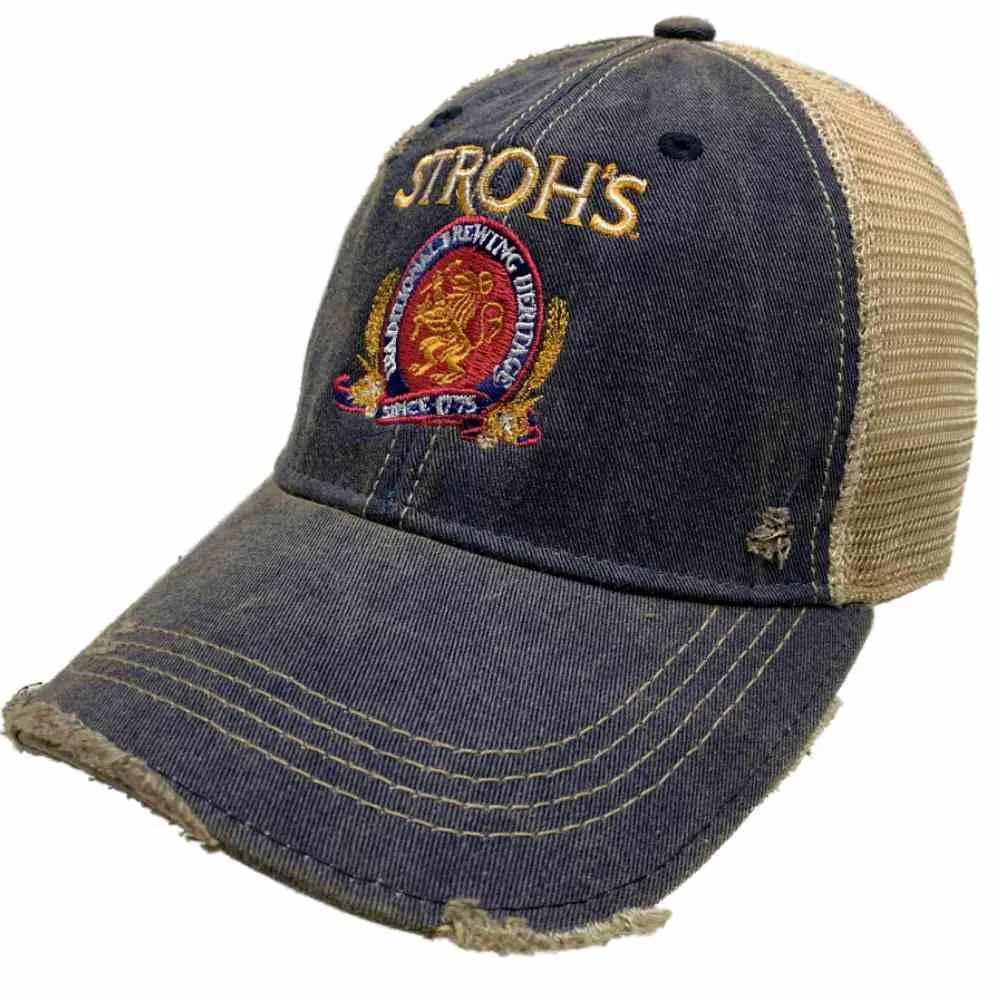 Stroh's National Brewing Heritage 1775 Retro Brand Distressed Mesh Adj. Hat Cap