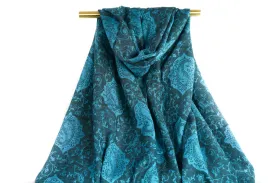 Teal Paisley Pashmina Scarf Bohemian Shawl