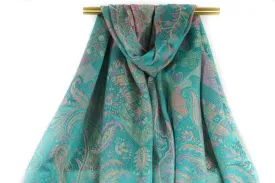 Turquoise Big Wild Paisley Pashmina Scarf Bohemian Shawl