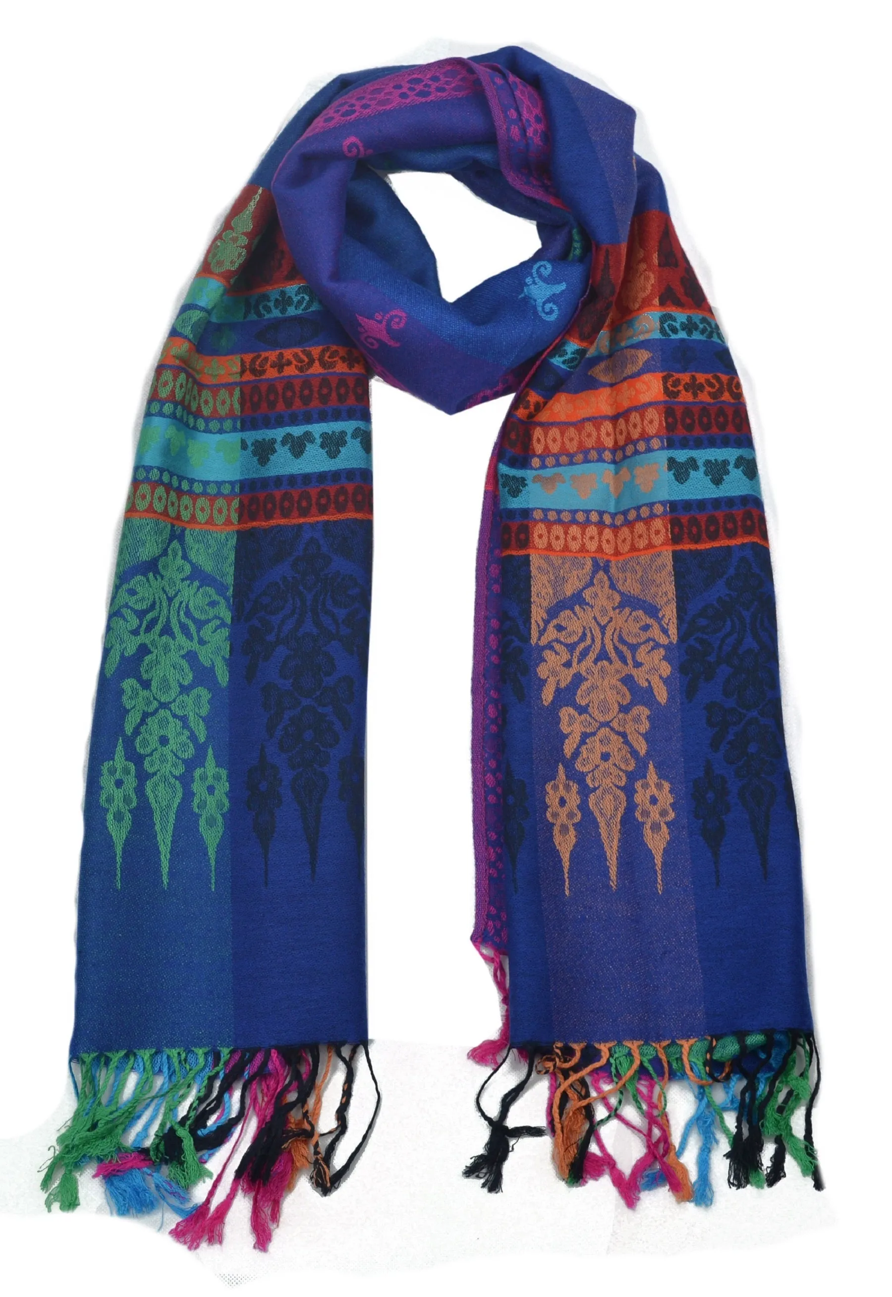 Unisex Multicolored Scarve or Shawl with Tribal Pattern