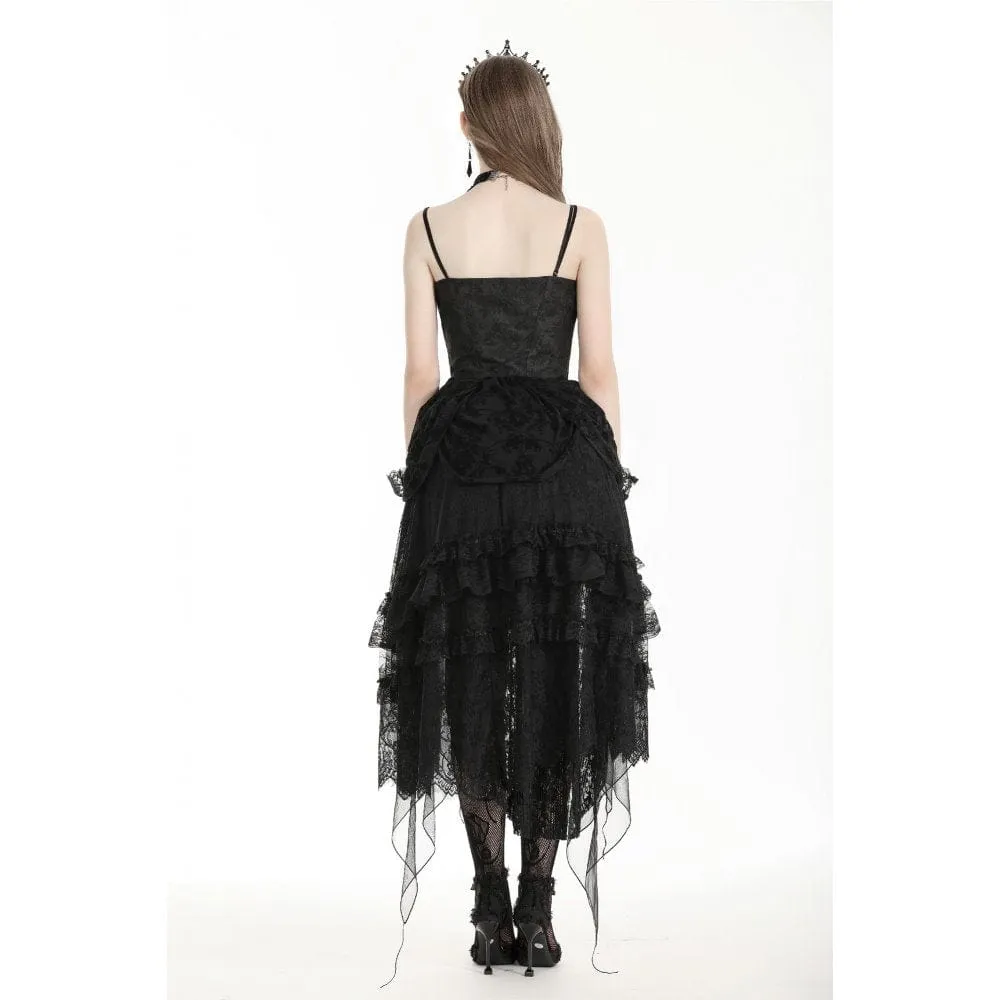 Women's Gothic Lace High/Low Gown Slip Dress