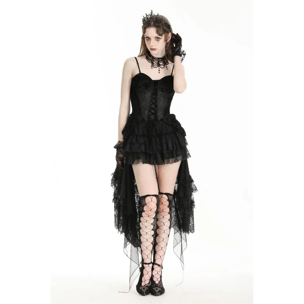 Women's Gothic Lace High/Low Gown Slip Dress