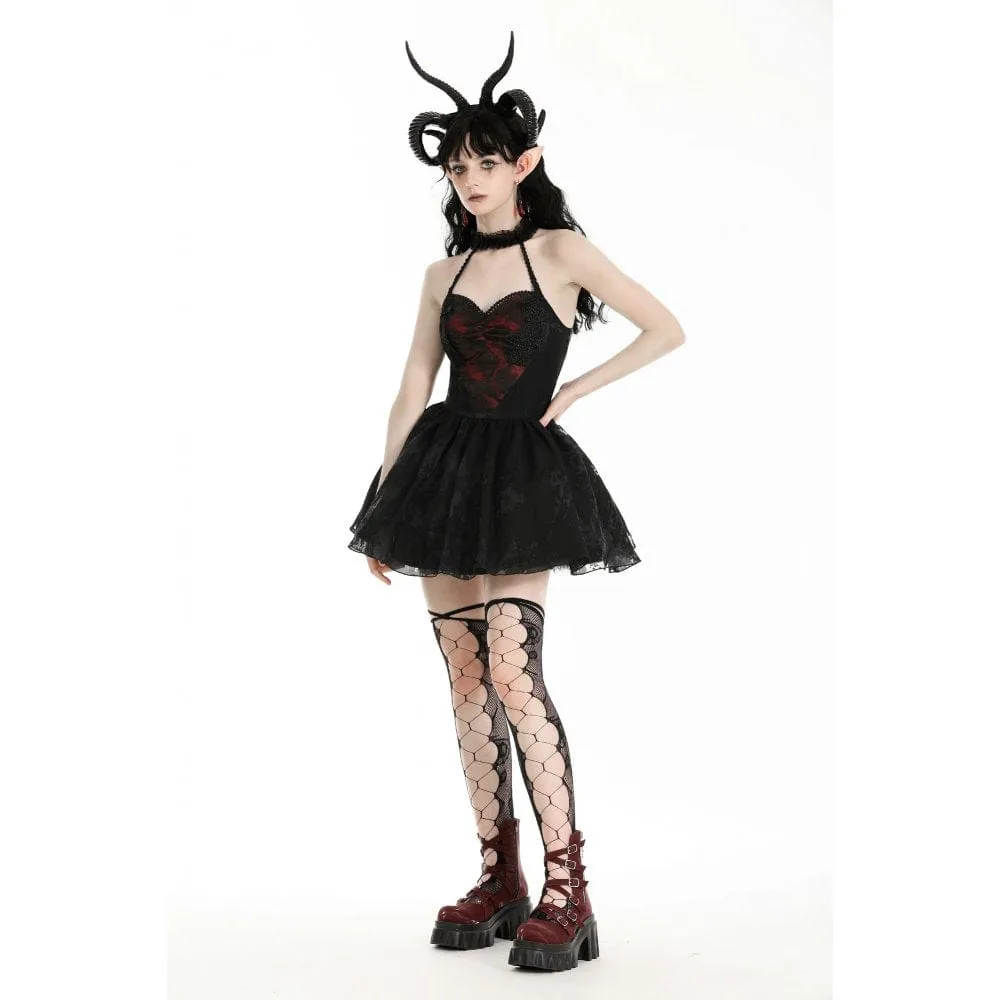 Women's Gothic Off-the-shoulder Mesh Splice Halloween Dress