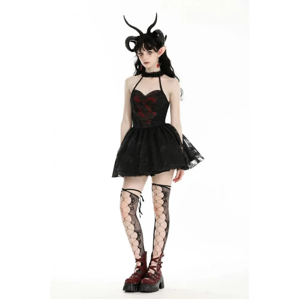 Women's Gothic Off-the-shoulder Mesh Splice Halloween Dress