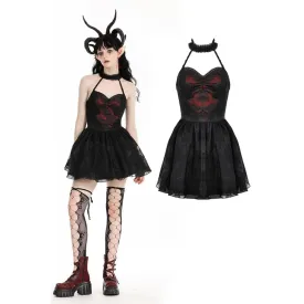 Women's Gothic Off-the-shoulder Mesh Splice Halloween Dress