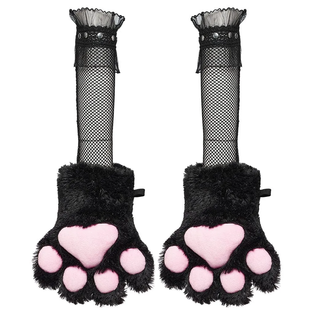 Women's Punk Bear's-paws Fluffy Gloves