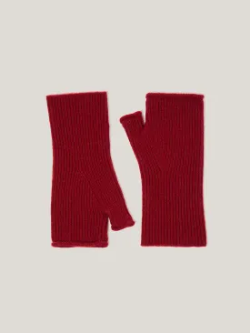 Wool Cashmere Blend Mittens | Red